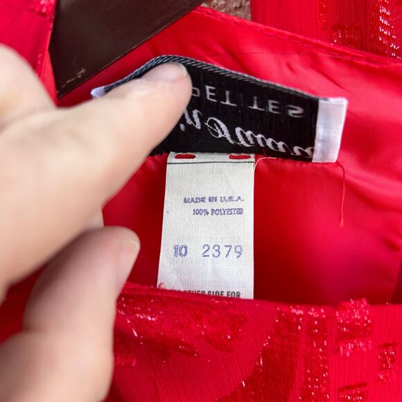 Vtg Kevin Stuart Blouson Dress Red Metallic Size 10 - Picture 4 of 5